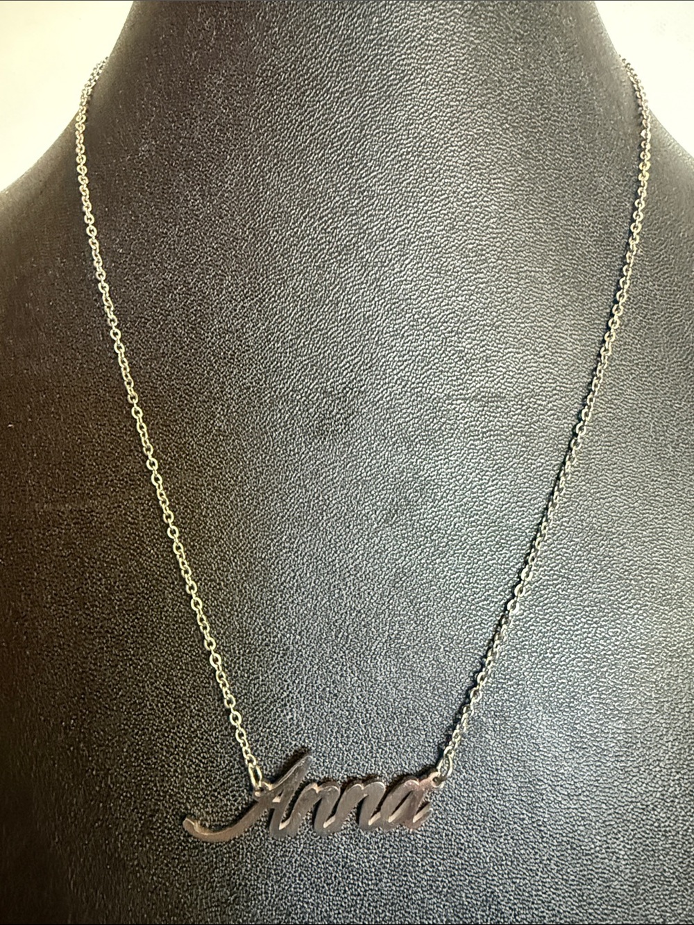 Silver 'Anna' Script Name Necklace - Silver - Picture 2 of 7